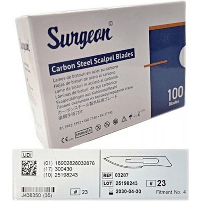 Surgeon Čepelky skalp. č.23 sterilní 100ks – Zboží Dáma