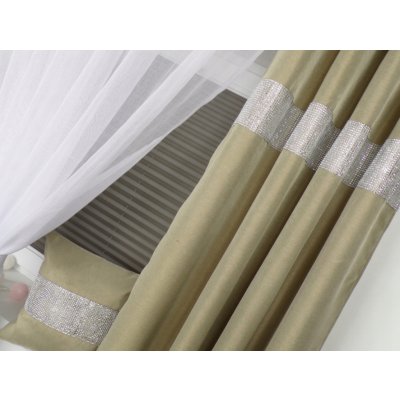 Hotový závěs na kroužcích Kleopatra II 140x250cm různé barvy Barva: Světle béžová – Zboží Mobilmania