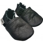 Ebooba kožené capáčky s koženou podrážkou perforované černé – Zboží Mobilmania