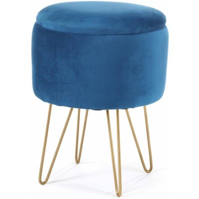 Ak furniture Taburet Lili s úložným prostorem modrý