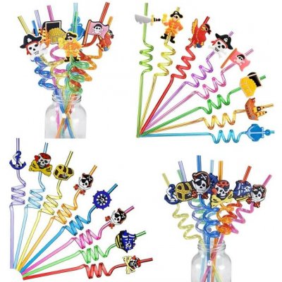Dortisimo Plastová barevná brčka spirálová s pirátskými motivy 4 ks – Zbozi.Blesk.cz