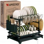 Odkapávač na nádobí VASERO dvoupatrový skládací kovový černý 45x30 cm – Zboží Mobilmania