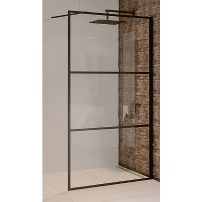 Riho Grid sprchová zástěna 100 cm černá matný/vzorované sklo G004026121 – Zboží Dáma