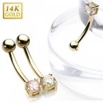 Šperky4U zlatý piercing do obočí zirkon ZL01109C-YG – Zboží Dáma