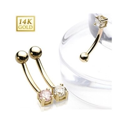 Šperky4U zlatý piercing do obočí zirkon ZL01109C-YG