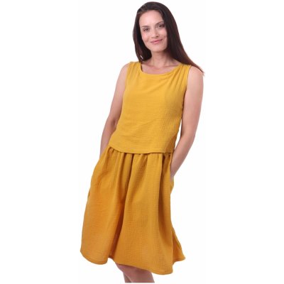 Jožánek kojicí mušelínové šaty Marlen hořčicové – Zboží Dáma