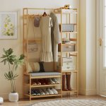 HOMCOM Předsíňová stěna, přírodní – Zboží Dáma