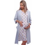Komplet bavlněná noční košilka s pandami a šedý župan ideální pro těhotenství kojení i do porodnice 1G0707 šedá – Zboží Dáma