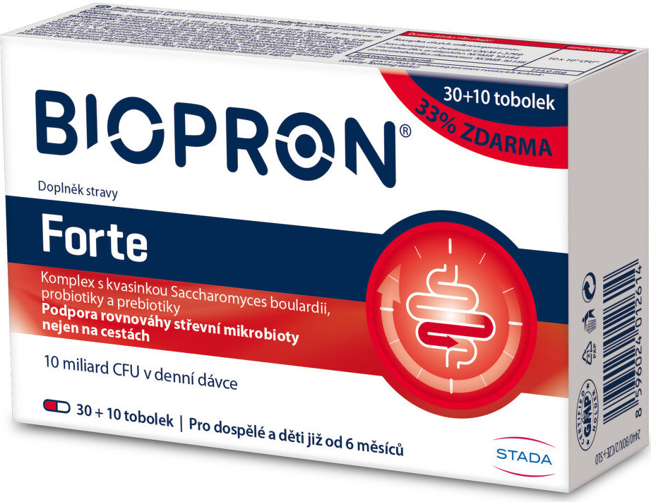 Walmark - Stada Group Biopron Forte probiotika + prebiotika na cesty nebo při průjmu 30+10 tobolek