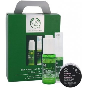 The Body Shop Nutriganic Drops Of Youth Concentrate 30 ml + oční péče Drops Of Youth Eye Concentrate 10 ml + pleťový krém Vitamin E Moisture Cream 15 ml dárková sada