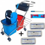 Uklidshop Úklidový vozík DOUBLE VAK 2 x 25 l + FLIPPER Mop sestava se 3 návleky – HobbyKompas.cz