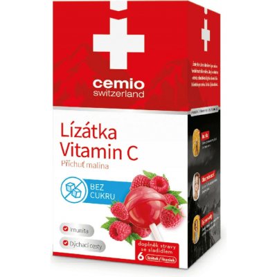 Cemio Lízátka Vitamín C s malinovou příchutí 6 lízátek – Hledejceny.cz