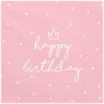 Partydeco ubrousky 3V Happy Birthday růžové 33x33cm 20ks – Zboží Dáma