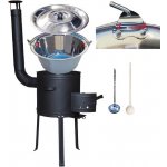 Kessel kotlík na guláš nerez 20 l 1,2 mm INOX kovová kotlina s vysokými nožičkami 42 cm žáruvzdorná barva Plus 700 poklice nerez 46 cm INOX naběračka 350 ml a vařečka 50 cm – Zboží Dáma