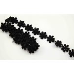 Vzdušná krajka kytička - černá - šířka 1,3 cm – Zboží Dáma