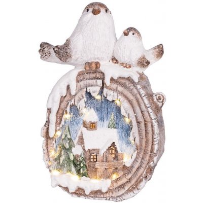 MagicHome Dekorace Vánoce Ptáci s domečky LED keramika 3xAAA 33,3x16,5x47 cm – Zbozi.Blesk.cz