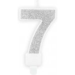 PartyDeco svíčka malá stříbrná číslo 7 – Sleviste.cz