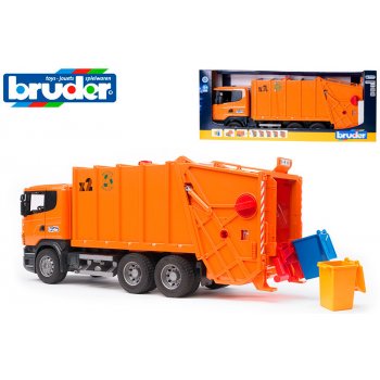 Bruder 3560 Scania popelář oranžový zadní nakládka