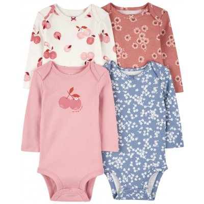 CARTER'S Body dlouhý rukáv Pink/Blue Floral holka 4ks – Zboží Mobilmania