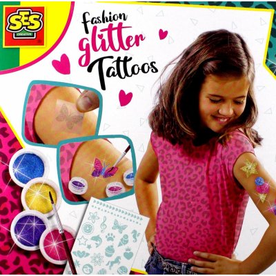 SES CREATIVE Tetování se třpytkami kreativní set pro holky