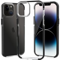 Pouzdro Appleking transparentní s barevným rámem z měkkého plastu iPhone 14 Pro - černé