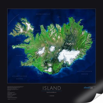 Albedo39 Island - satelitní mapa 70 x 70 cm Varianta: bez rámu v tubusu, Provedení: papírová mapa – Zboží Dáma