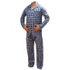Pánské pyžamo Xcena pánské pyžamo dlouhé propínací flanel sv.modré