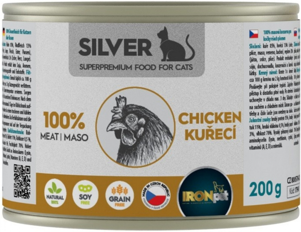 IRONpet Silver Cat Kuřecí 100% masa 0,2 kg