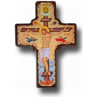 Dřevěný kříž s ikonou Ukřižování Krista (malý rozměr) – Zboží Dáma