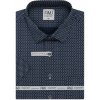 Pánská Košile AMJ pánská bavlněná košile krátký rukáv regular fit VKB1360 modrá obdélníčky a čárky
