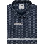 AMJ pánská bavlněná košile krátký rukáv regular fit VKB1360 modrá obdélníčky a čárky – Zboží Mobilmania