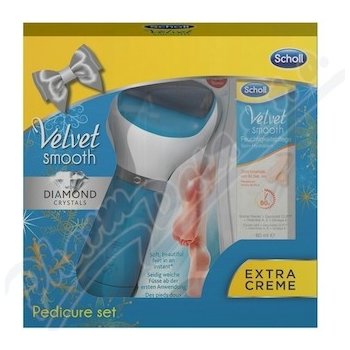 Scholl Velvet Smooth elektrický pilník na chodidla + Essential Smooth denní hydratační krém 60 ml dárková sada