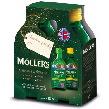 MÖLLER´S Omega 3 Citron 250 ml + Omega 3 Jablko 250 ml DÁRKOVÉ balení