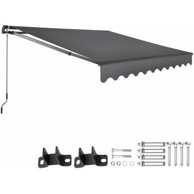 tectake 406130 výsuvná markýza ornella s držákem na zeď - 250 x 200 cm,černá – Sleviste.cz