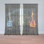 Sablio Záclony Kytary: 2ks 150x250cm – Zboží Mobilmania