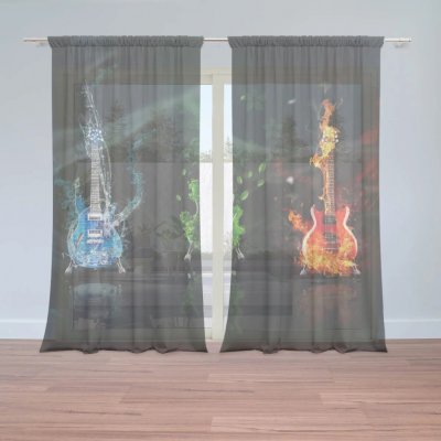 Sablio Záclony Kytary: 2ks 150x250cm – Zboží Mobilmania