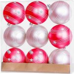 MagicHome Koule 9 ks červeno-růžové matné s dekorací na vánoční stromek 6 cm ST8091510 – Hledejceny.cz