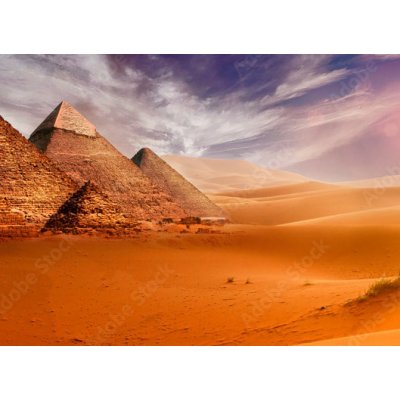WEBLUX 293515177 Fototapeta vliesová Giseh pyramids in Cairo in Egypt desert sand sun rozměry 100 x 73 cm – Sleviste.cz
