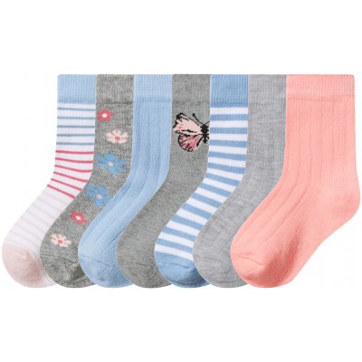 Lupilu Dětské ponožky s BIO bavlnou, 7 párů růžová/modrá/šedá – Sleviste.cz