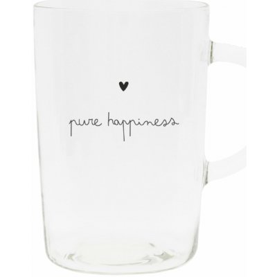 Bastion Collection s Vysoký skleněný hrnek Pure Happiness čirá barva sklo 400 ml – Zboží Mobilmania