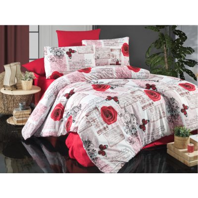 Brotex povlečení krep Red roses zipový uzávěr 140x220 70x90 – Zboží Mobilmania