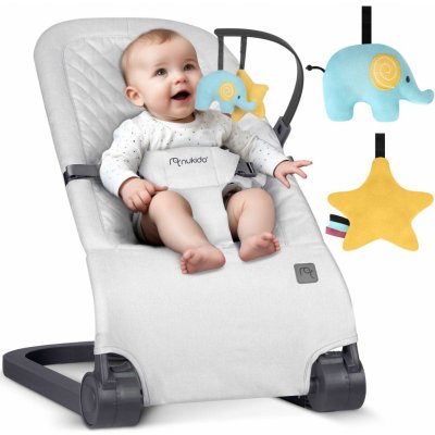 Nukido NK-52 Houpací křeslo s hračkami světle šedé – Zboží Dáma