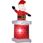 HOMCOM Nafukovací Santa Claus na komíně s LED osvětlením | 210 cm – Hledejceny.cz