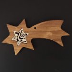 AMADEA Dřevěná ozdoba z masivu s vkladem kometa s ornamentem 11 cm – Hledejceny.cz