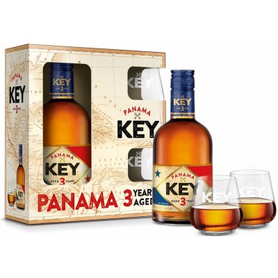 Key Rum Panama 3y 38% 0,7 l (dárkové balení 2 sklenice) – Hledejceny.cz