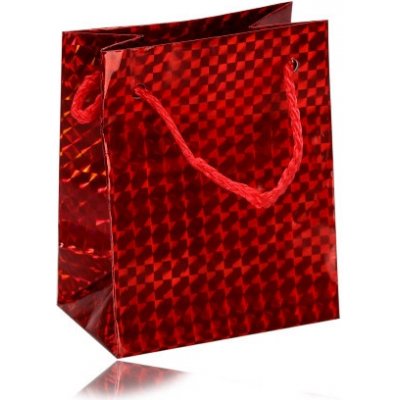 Šperky Eshop Papírová dárková taštička holografická Y32.05 červená hladký lesklý povrch