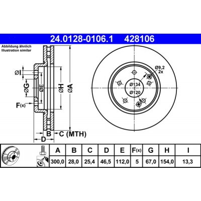 ATE Kotouč brzdový 24.0128-0106.1