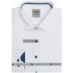 AMJ pánská košile bavlněná s dvojitými modrými vlnkami dlouhý rukáv regular fit VDBR1247 bílá – Zboží Mobilmania