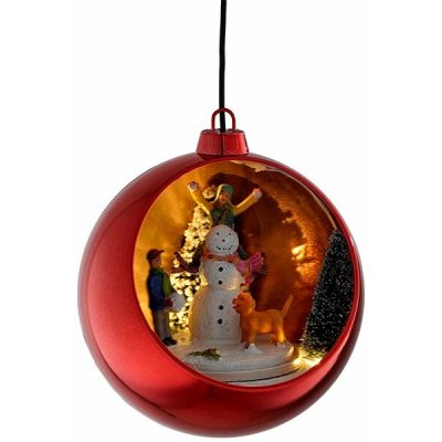 LAALU Vánoční ozdoby LED koule svítící otáčecí červená 13 cm – Hledejceny.cz