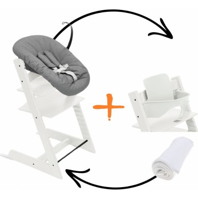 Stokke Set Tripp Trapp + Baby set + Newborn set White/Anthracite + deka Pearl White – Zboží Dáma